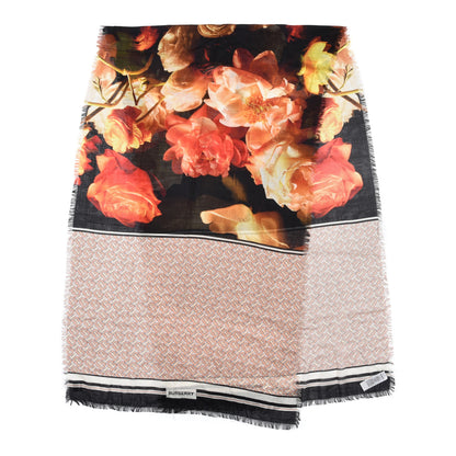 Burberry Silk Floral TB Monogram Print Scarf Pink Black 2 of 5