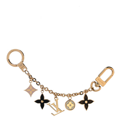 Louis Vuitton Brass Enamel Fleur De Monogram Bag Charm Chain Gold 3 of 3