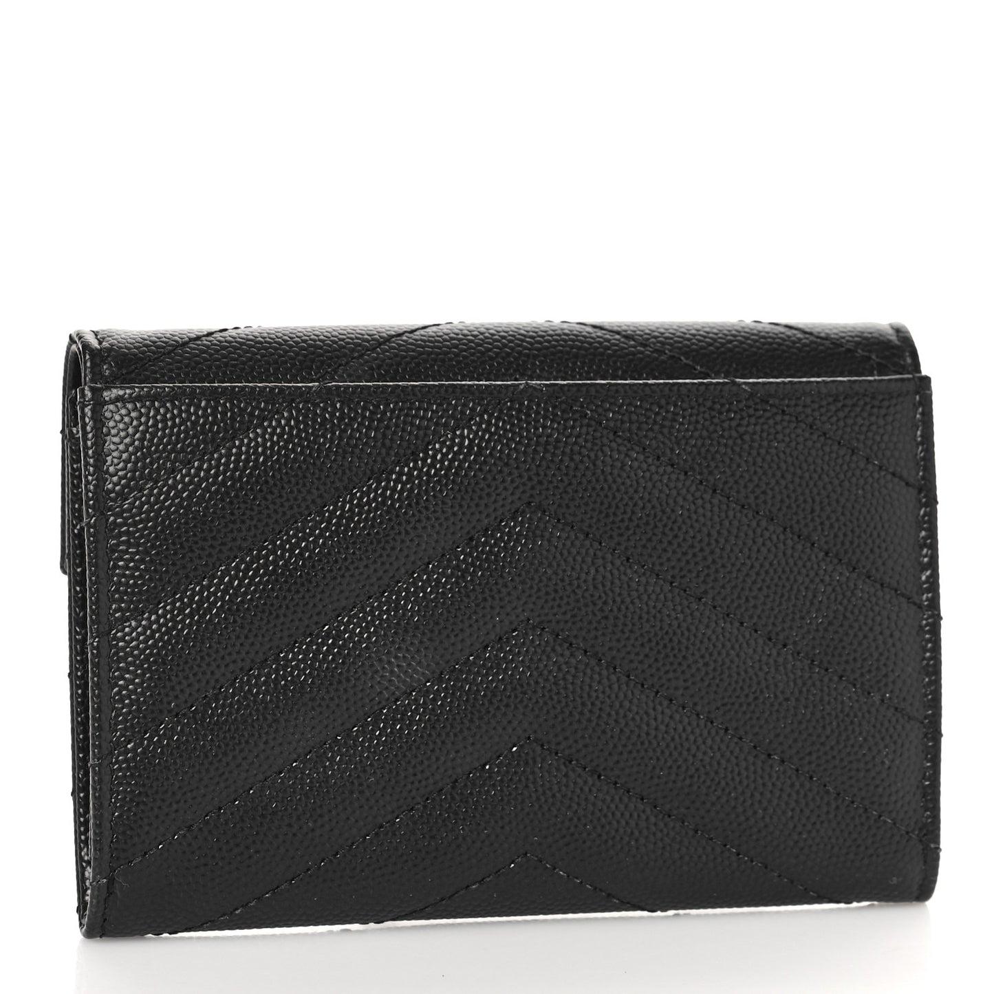 Grain De Poudre Matelasse Chevron Small Monogram Envelope Wallet Black