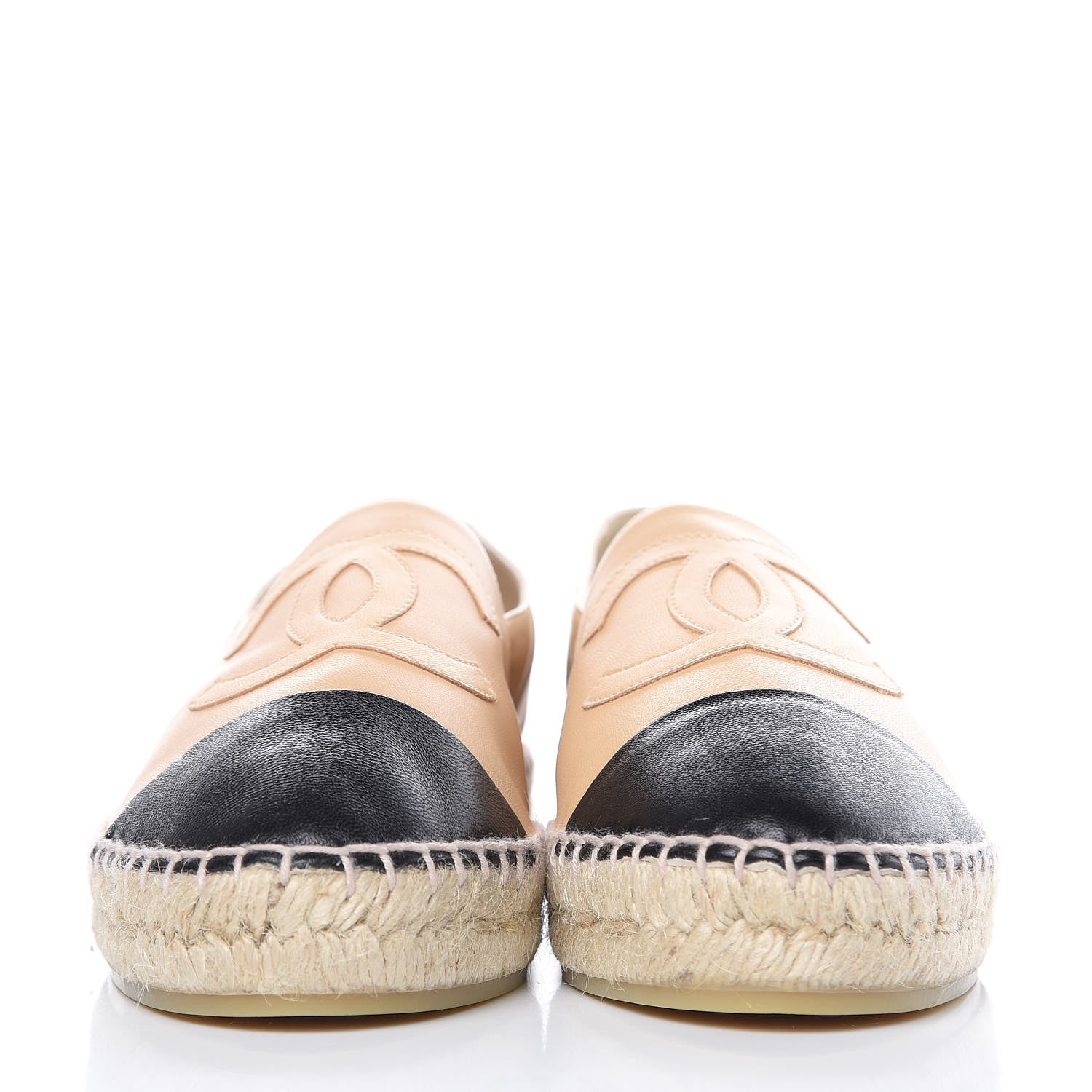 Chanel Lambskin CC Espadrilles 38 Beige Black 2 of 10