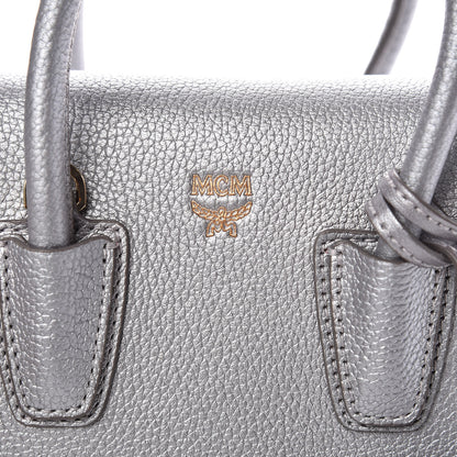 MCM Metallic Grained Calfskin Mini Milla Tote Spike Silver 7 of 9
