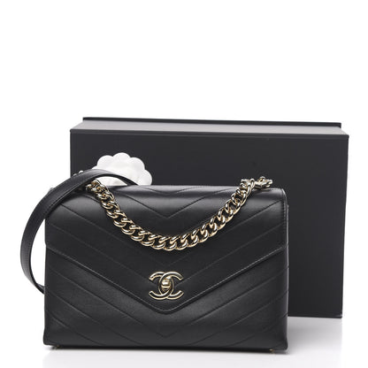 Chanel Calfskin Chevron Stitched Small Coco Flap Bag Black 12 of 12