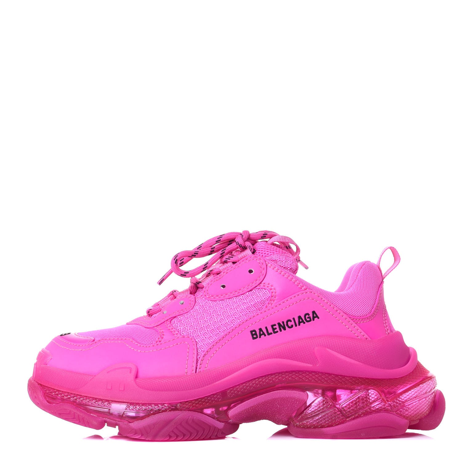 Balenciaga Fabric Mesh Clear Sole Fluo Womens Triple S Sneakers 39 Pink 1 of 8