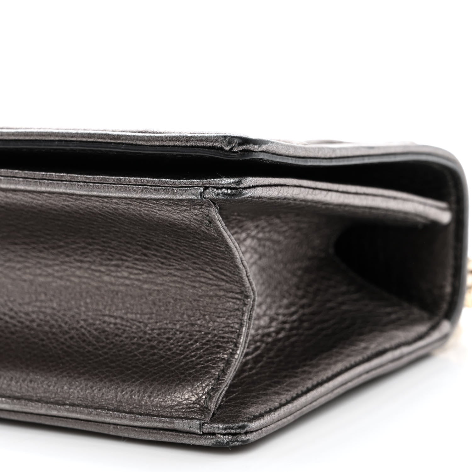 Christian Dior Metallic Grained Calfskin Small Diorama Flap Bag Gunmetal Grey 10 of 12