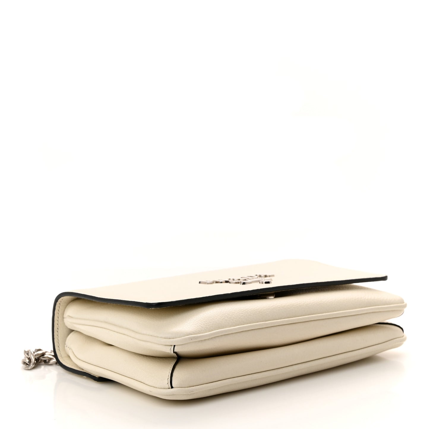 Glace Calfskin Chain Crossbody Bag White