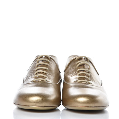 Chanel Goatskin CC Lace Up Oxfords 37 Dark Gold 2 of 10