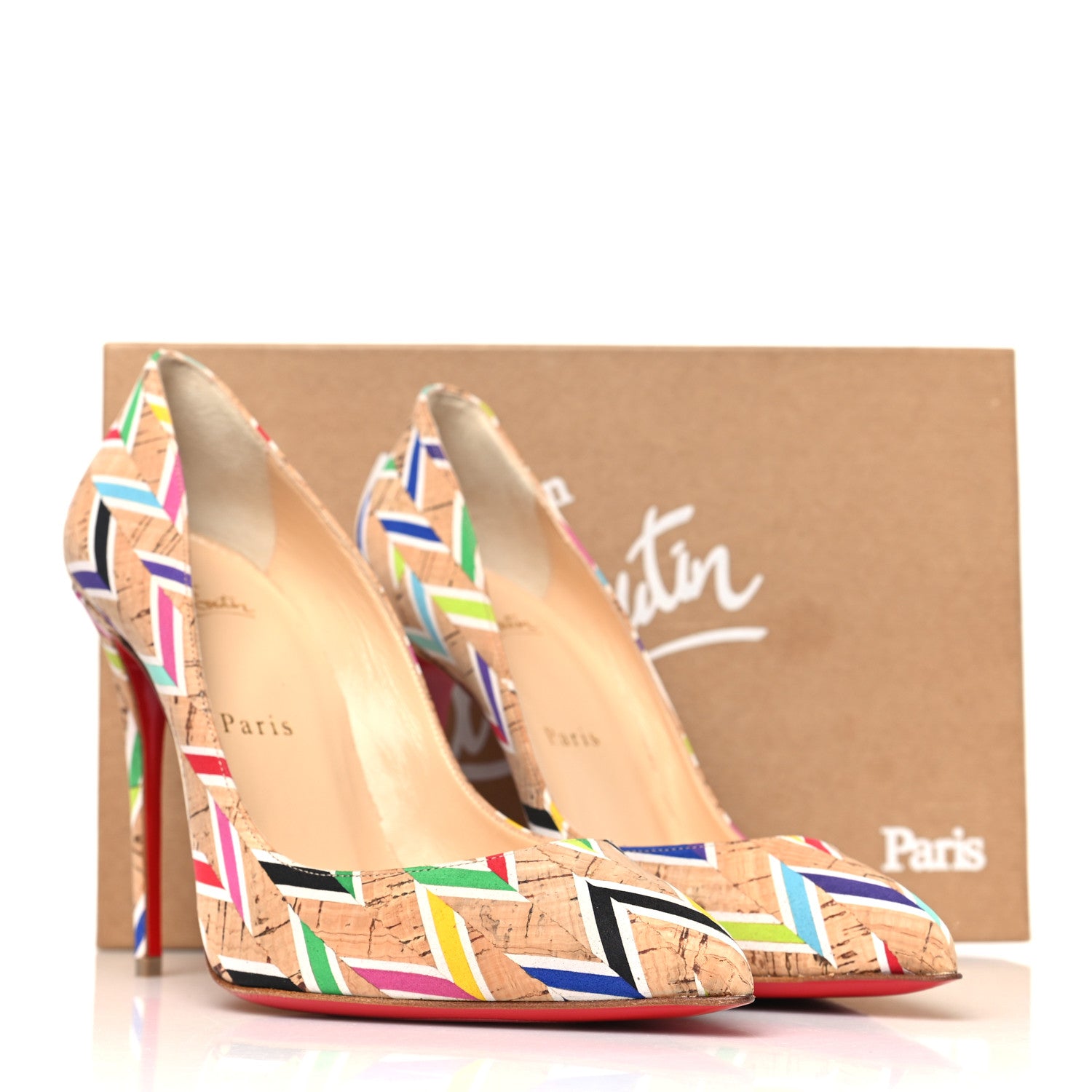 Christian Louboutin Cork Chevron Pigalle Follie 100 Pumps 38 Multicolor 8 of 8