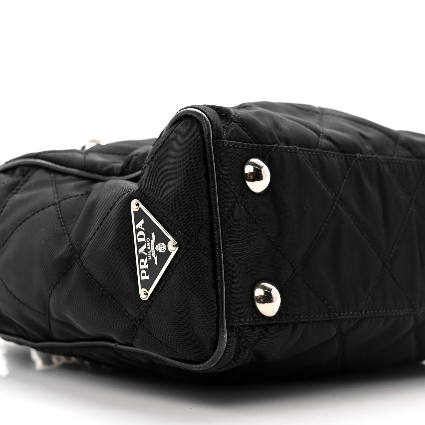 Tessuto Nylon Impunturato Quilted Shopping Tote Black
