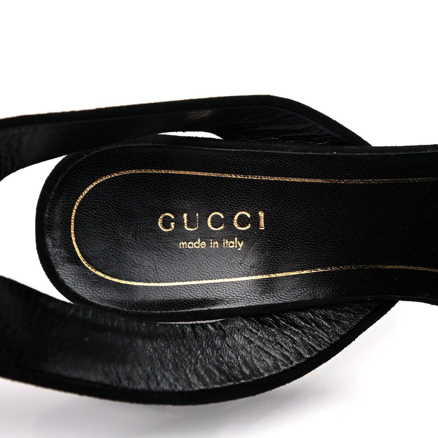 Gucci Kid Scamosciato Studded Buckle Platform Sandals 37 Black Gold 7 of 11