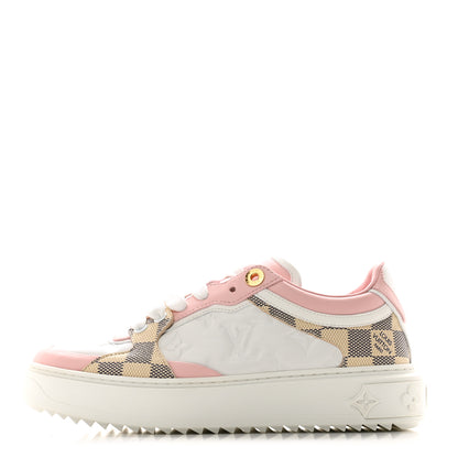 Louis Vuitton Monogram Embossed Calfskin Damier Azur Time Out Sneakers 36 Rose Clair Pink 1 of 11