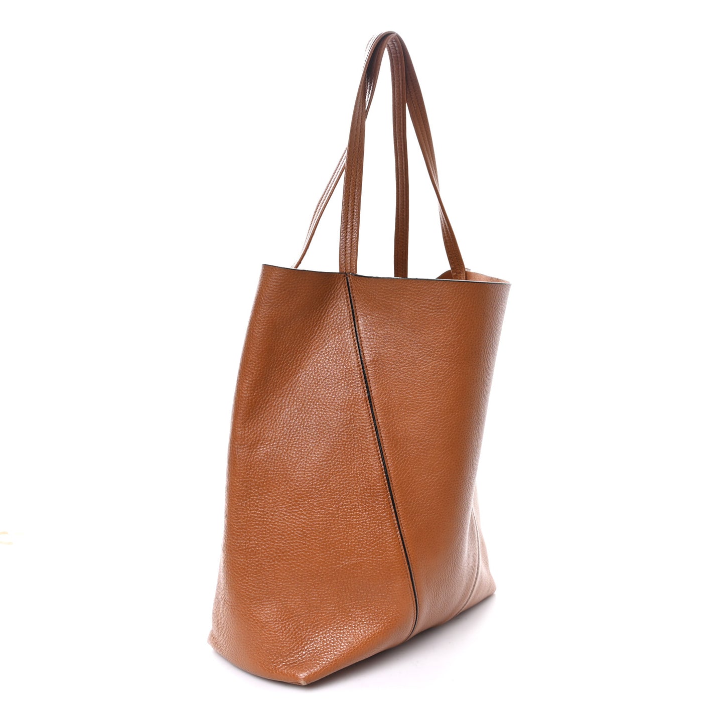 Grained Calfskin Large Spin Tote Clay Brown