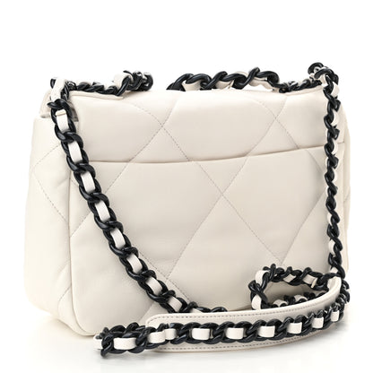 Chanel Glossy Calfskin Quilted Medium Chanel 19 Flap White Black 3 of 11