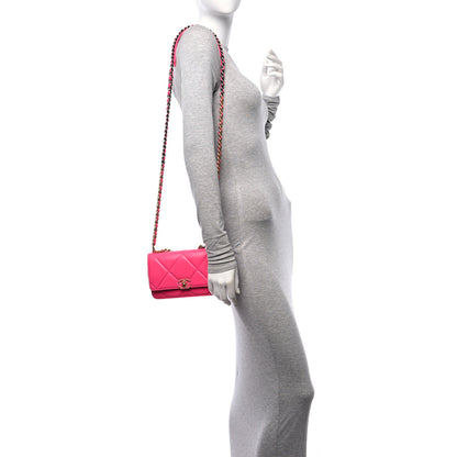 Chanel Lambskin Quilted Chanel 19 Wallet On Chain WOC Dark Pink 2 of 12