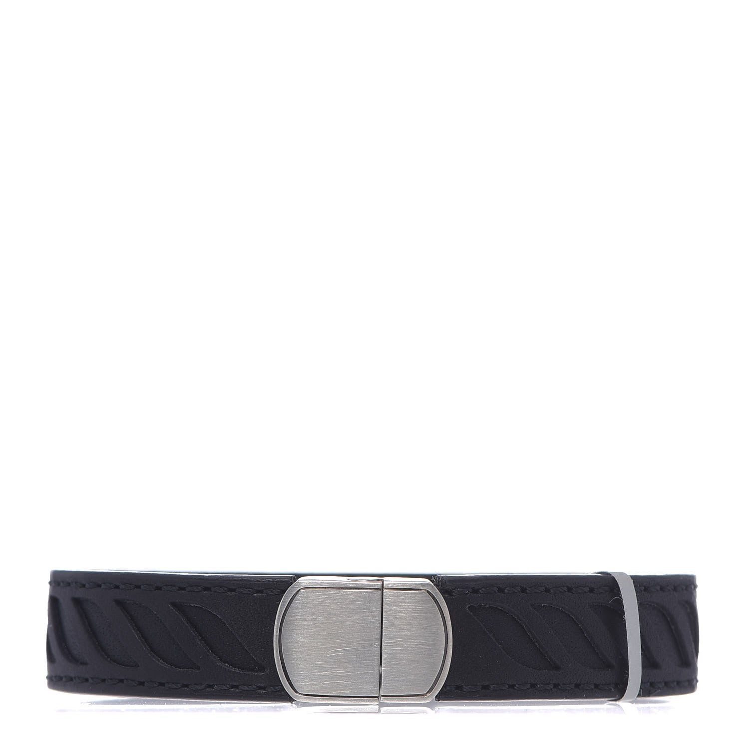 David Yurman Sterling Silver Leather Mens Cable ID Bracelet Black 3 of 4