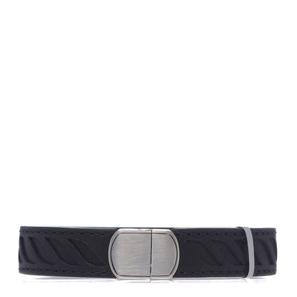 David Yurman Sterling Silver Leather Mens Cable ID Bracelet Black 3 of 4
