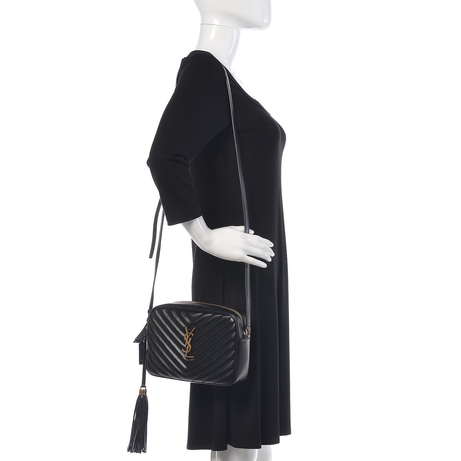 Saint Laurent Calfskin Matelasse Monogram Lou Camera Bag Black 2 of 10