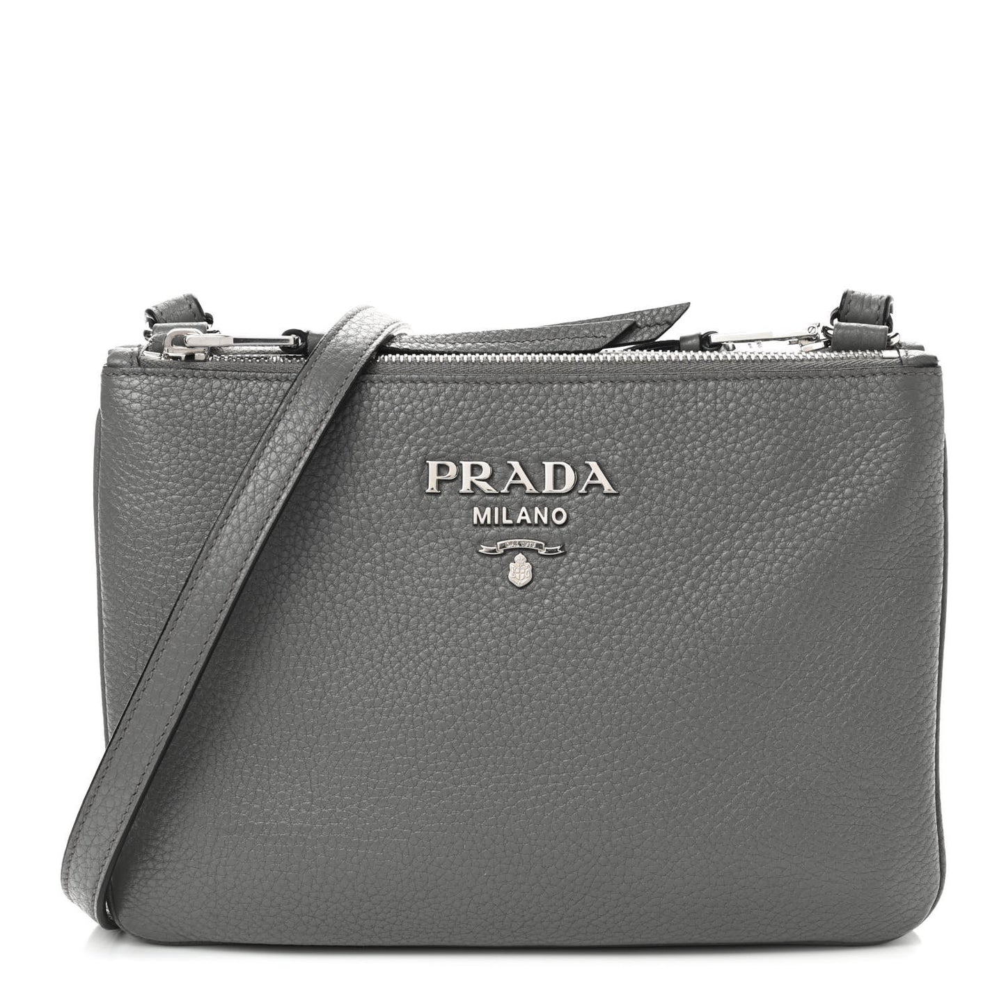Vitello Phenix Double Zip Crossbody Bag Marmo