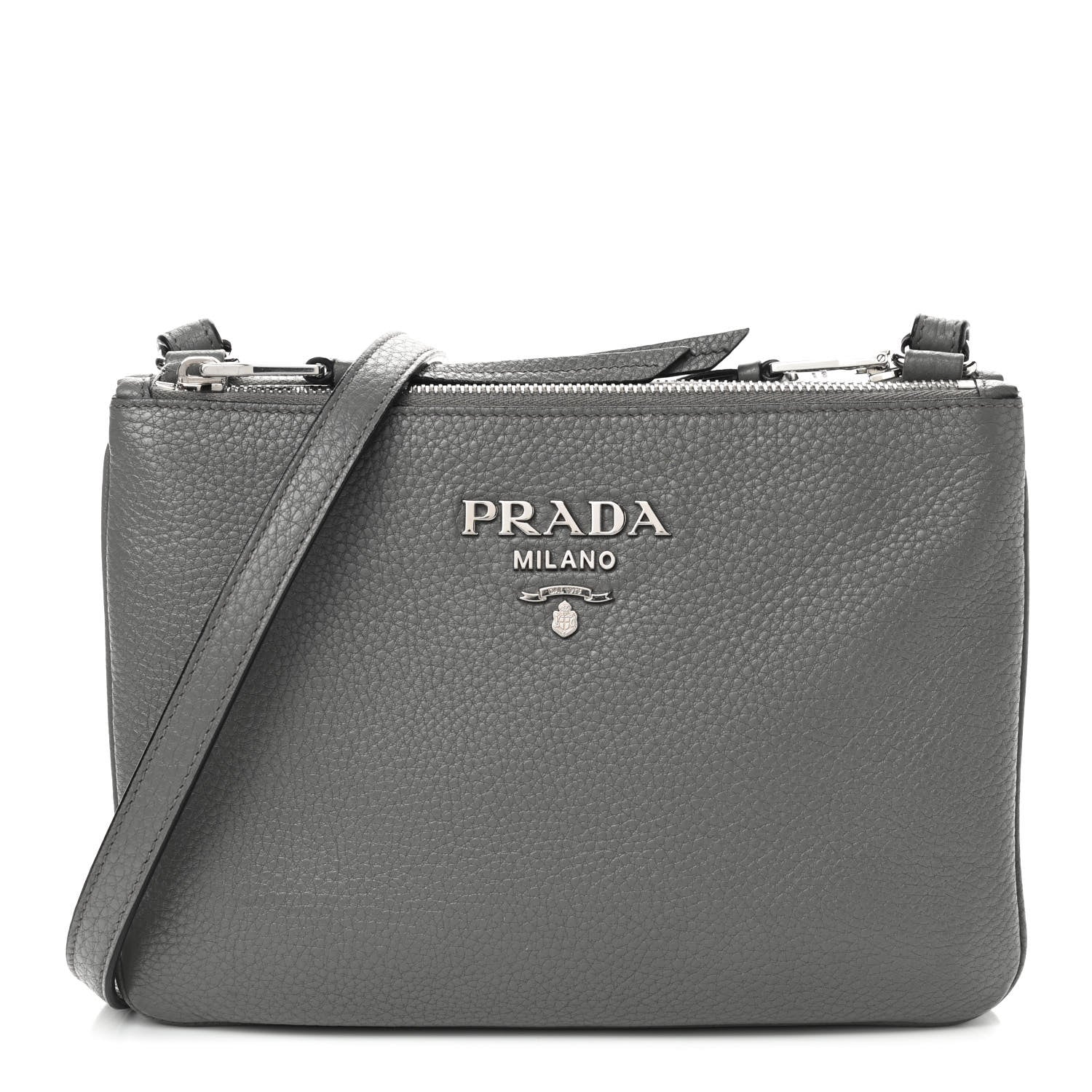Prada Vitello Phenix Double Zip Crossbody Bag Marmo 1 of 10