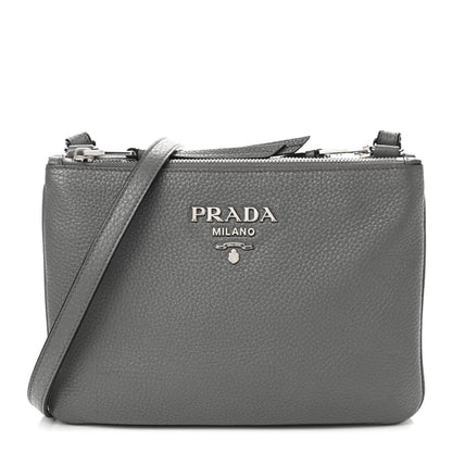Prada Vitello Phenix Double Zip Crossbody Bag Marmo 1 of 10