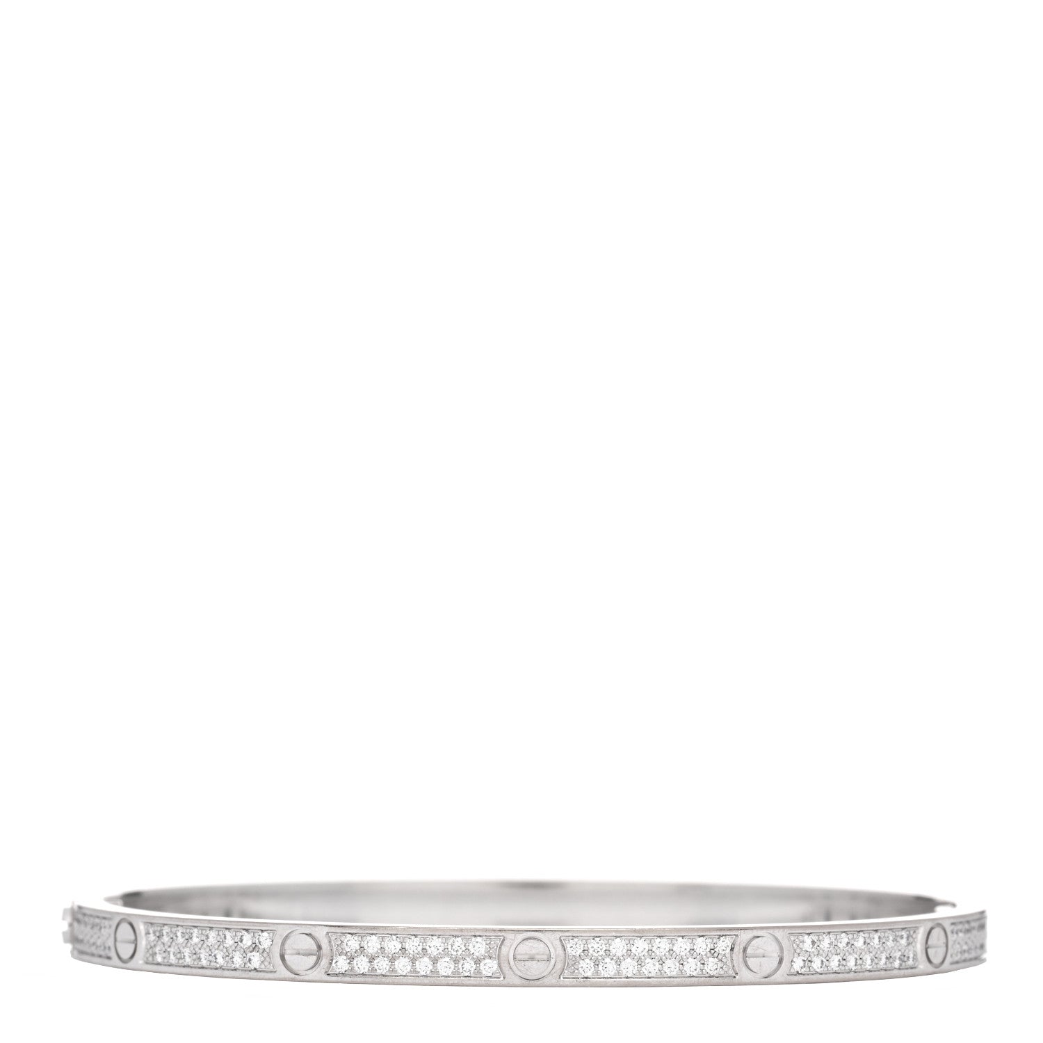 Cartier 18K White Gold Diamond Small LOVE Paved Bracelet 17 2 of 3