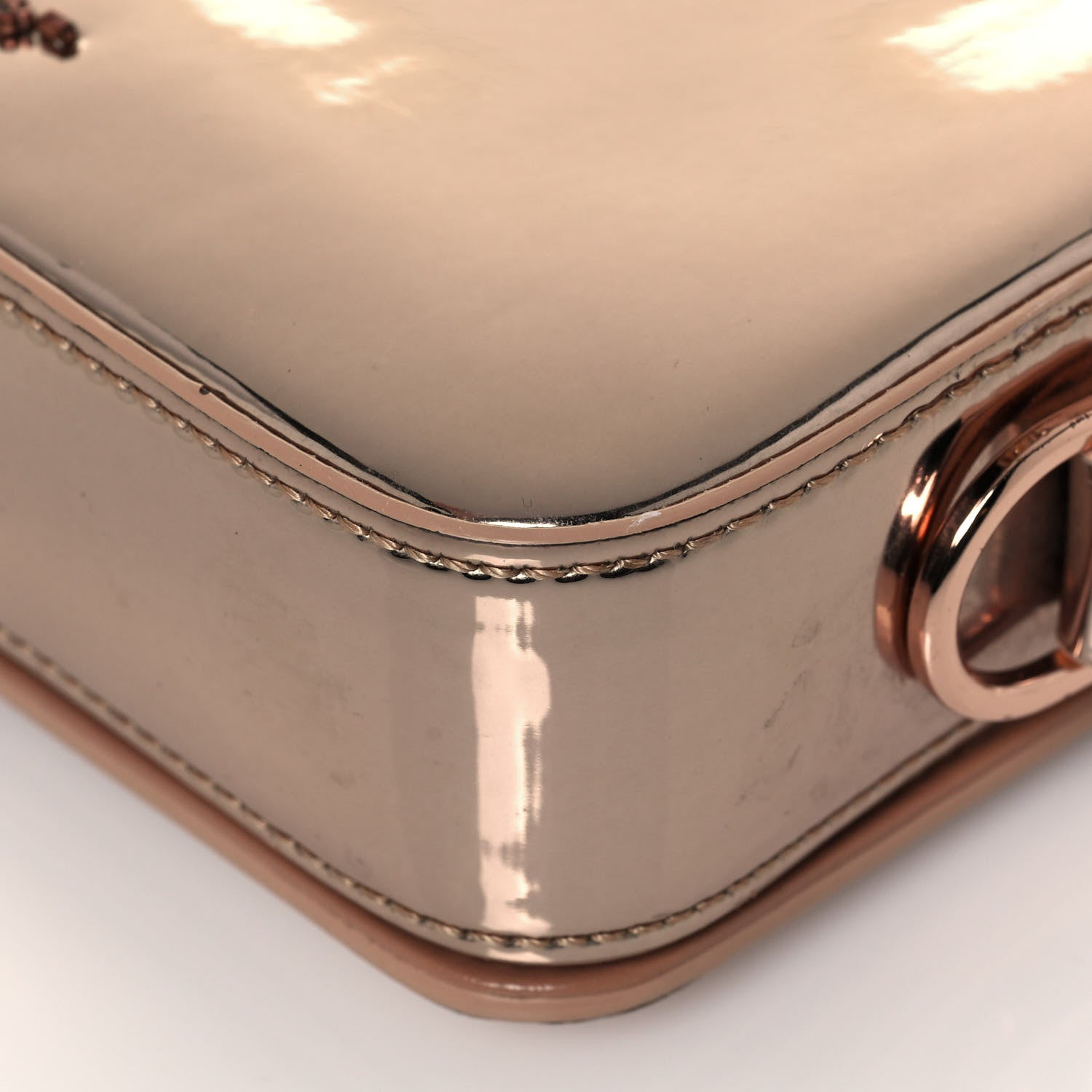 Off-White Patent Mirror Binder Clip Bag Rose Gold 11 of 17