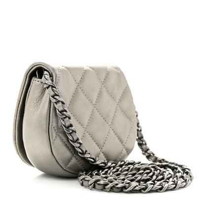 Chanel Metallic Calfskin Quilted Mini Coco Mail Clutch Ruthenium 3 of 12