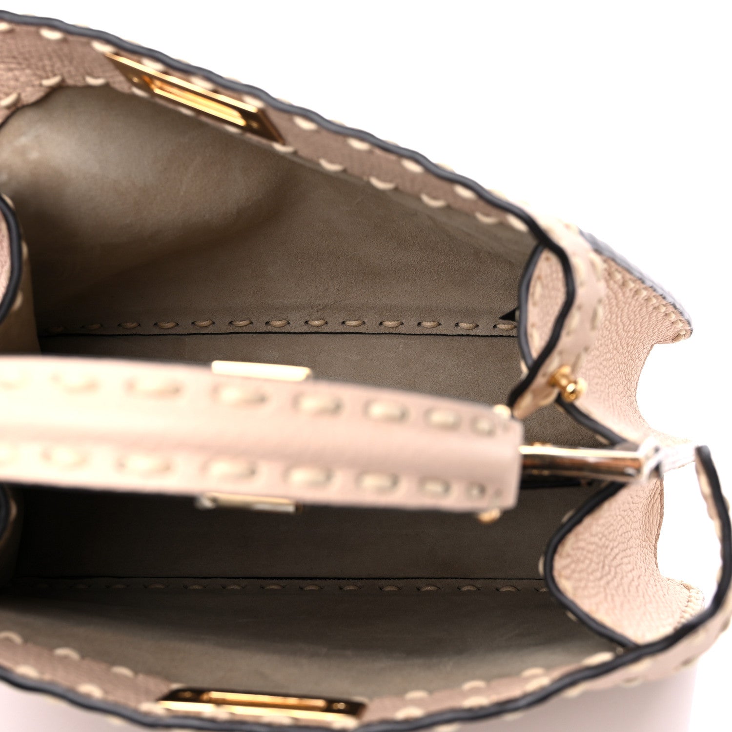 Fendi Vitello Granato Camoscio Selleria Macro Stitchings Small Peekaboo I SEE U Satchel Rosa Plaster 4 of 7