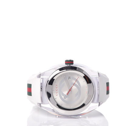 Gucci Stainless Steel Rubber 46mm Sync Web Quartz Watch White 3 of 7