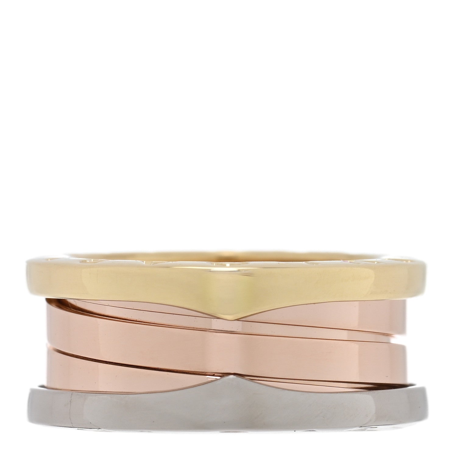 Bulgari 18K Rose White Yellow Gold B.Zero1 Three-Band Ring 48 4.5 1 of 5
