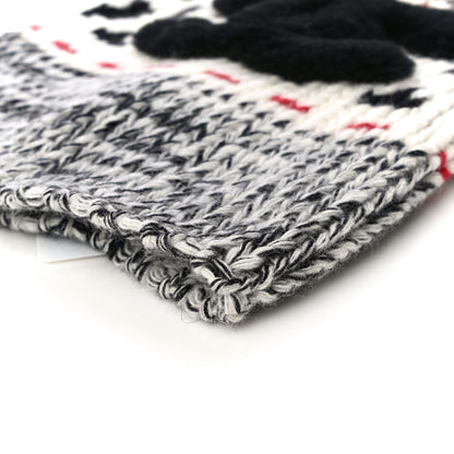 Chanel Wool Shearling CC Beanie Hat Ivory Black Red 7 of 7