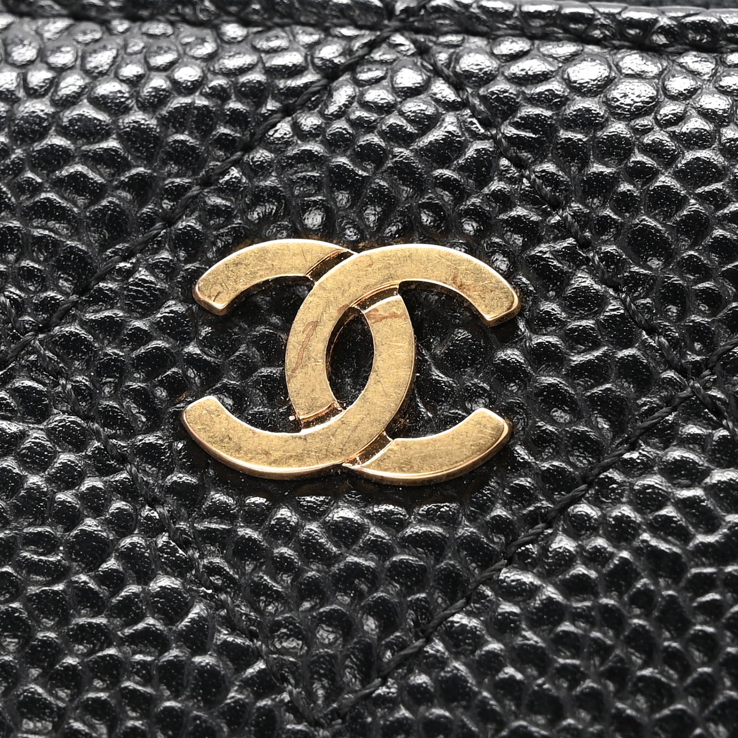 Caviar Quilted Zipped Key Holder Case Black