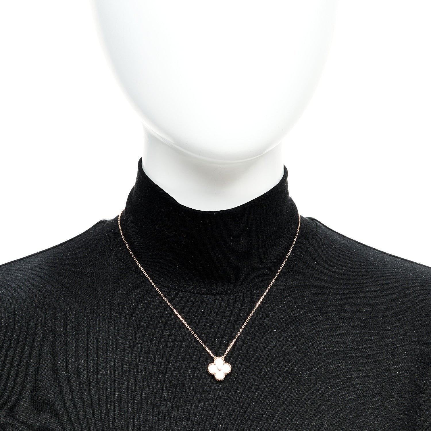 Van Cleef & Arpels 18K Rose Gold Diamond Silver Obsidian Vintage Alhambra Pendant Necklace 6 of 6