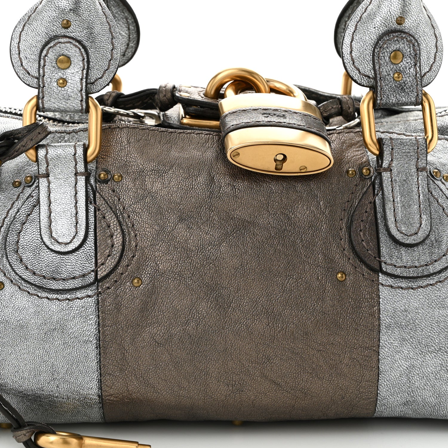 Chloe Metallic Calfskin Medium Paddington Satchel Steel 7 of 10