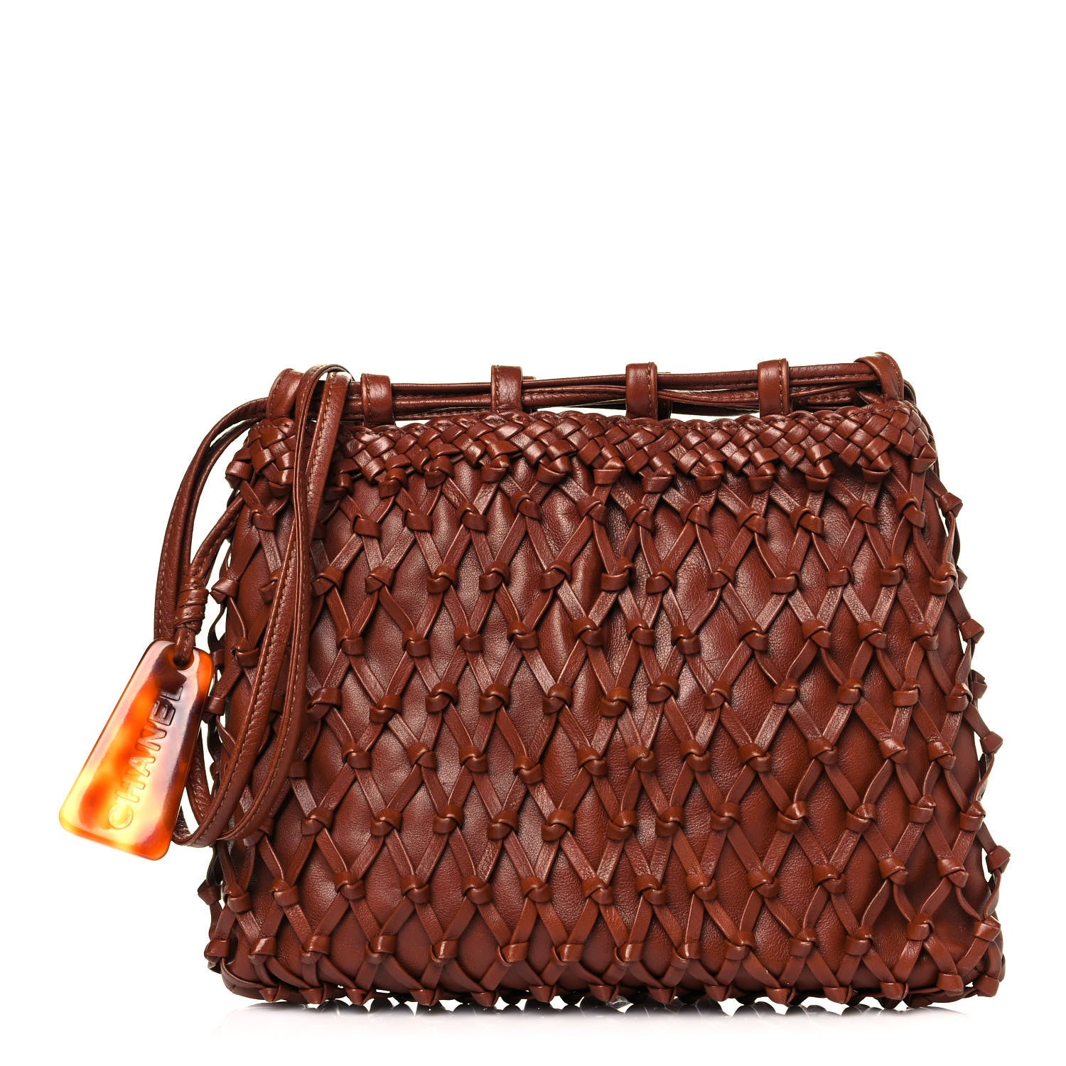 Chanel Lambskin Woven Crossbody Bag Brown 1 of 9