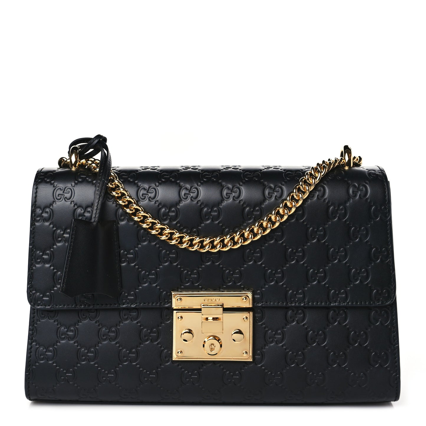 Guccissima Medium Padlock Shoulder Bag Black