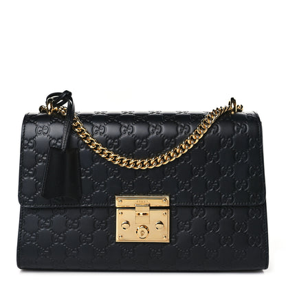 Gucci Guccissima Medium Padlock Shoulder Bag Black 1 of 9