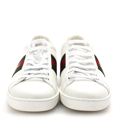 Gucci Calfskin Ayers Bee Embroidered Womens Ace Sneakers 36.5 White Green 3 of 10