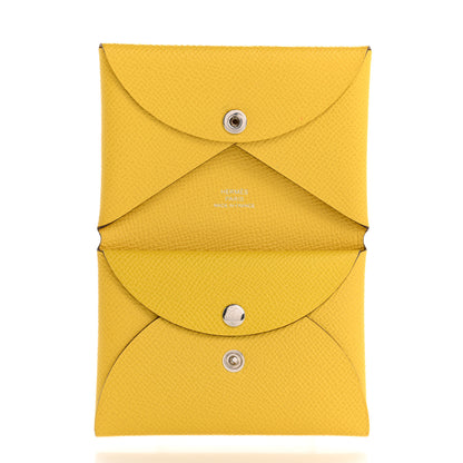 Hermes Epsom Calvi Duo Card Case Jaune De Naples 5 of 10