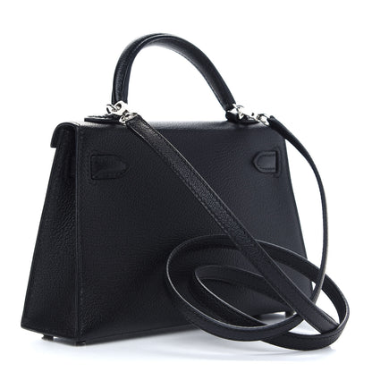 Hermes Chevre Chandra Mini Kelly Sellier 20 Black 2 of 8