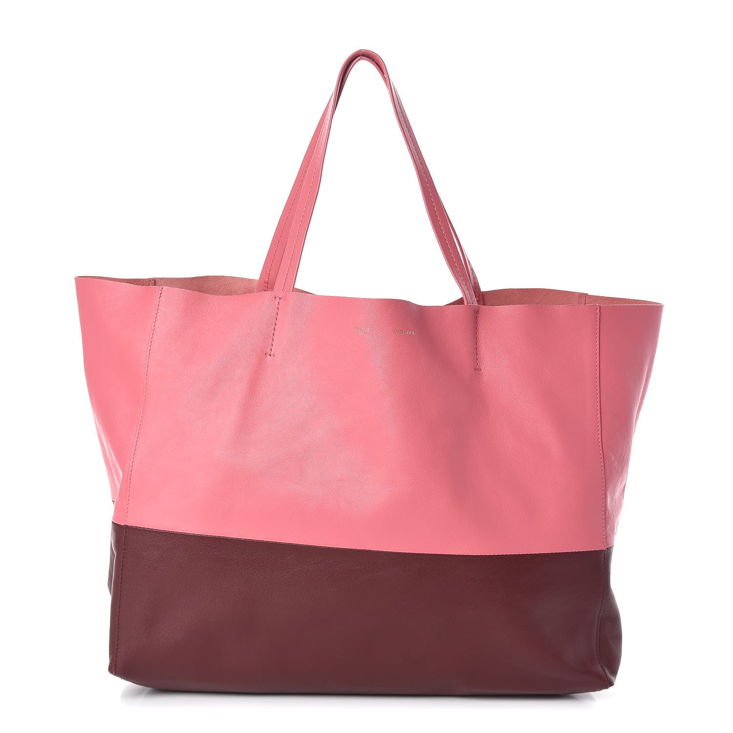 Celine Lambskin Horizontal Bi-Color Cabas Pink Rust 1 of 10