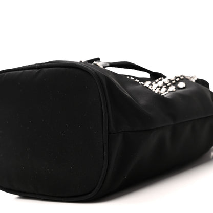 Prada Tessuto Saffiano Ricamo Sequin Crystal Embellished Mini Re-Edition 1978 Bucket Bag Black 9 of 9