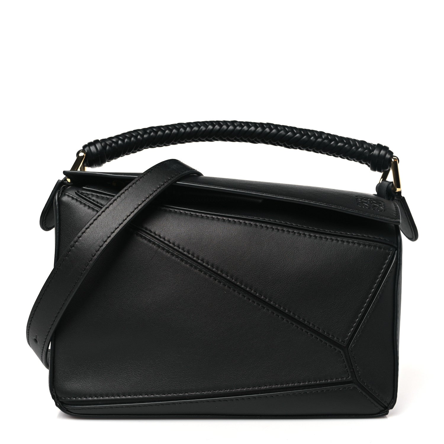 Loewe Calfskin Small Woven Puzzle Bag Black 1 of 9