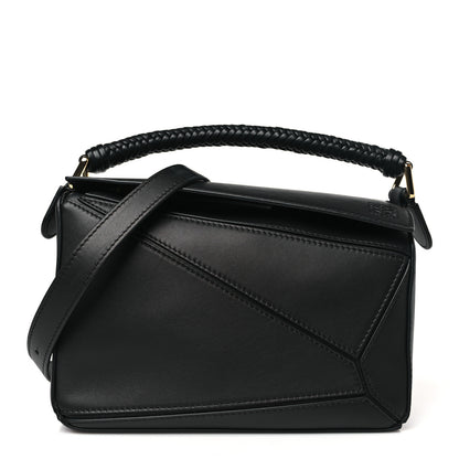Loewe Calfskin Small Woven Puzzle Bag Black 1 of 9