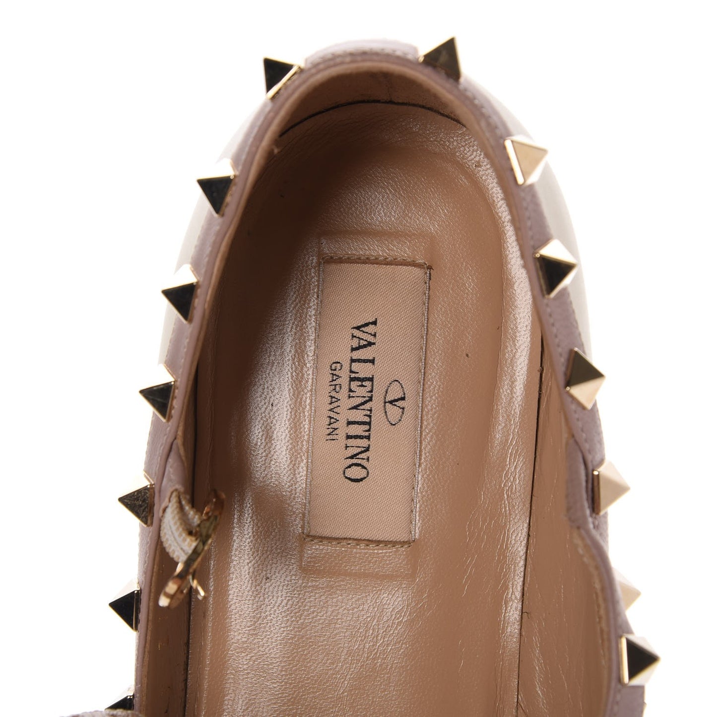 Calfskin Rockstud Cage Ballerina Flats 40 Light Ivory Poudre