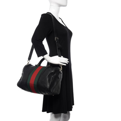 Gucci Calfskin Vintage Web Medium Boston Black 2 of 19