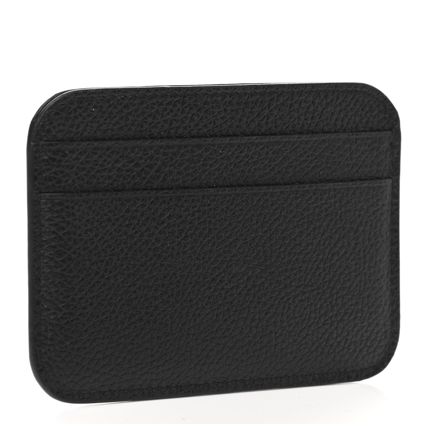 Grained Calfskin Logo Cash Rounded Card Holder Black White