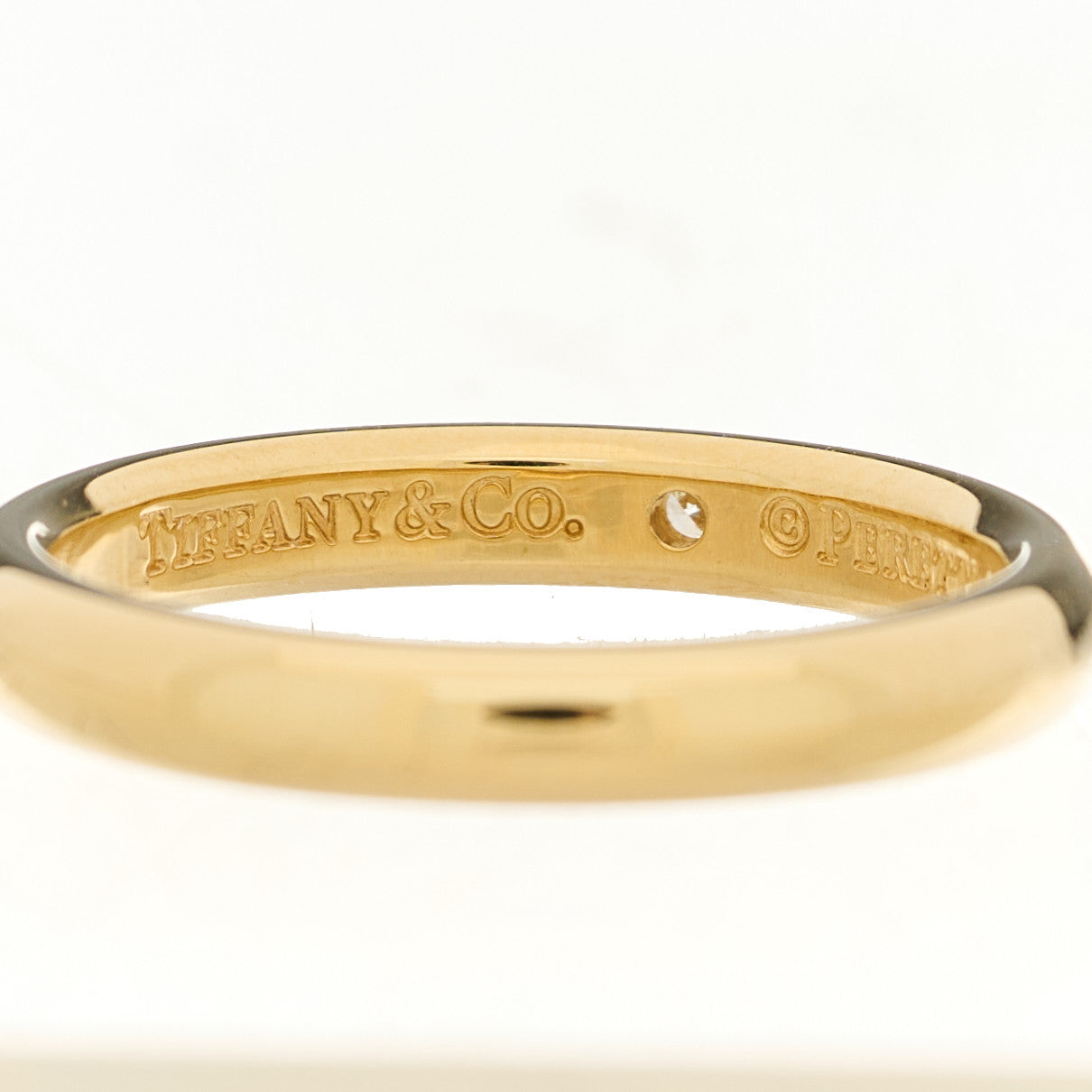 18K Yellow Gold Diamond 3mm Elsa Peretti Band Ring 50 5.5