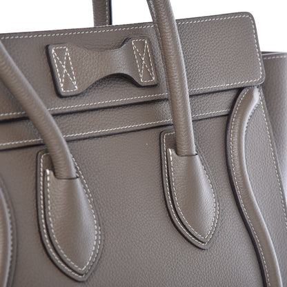 Celine Drummed Calfskin Micro Luggage Souris 9 of 11