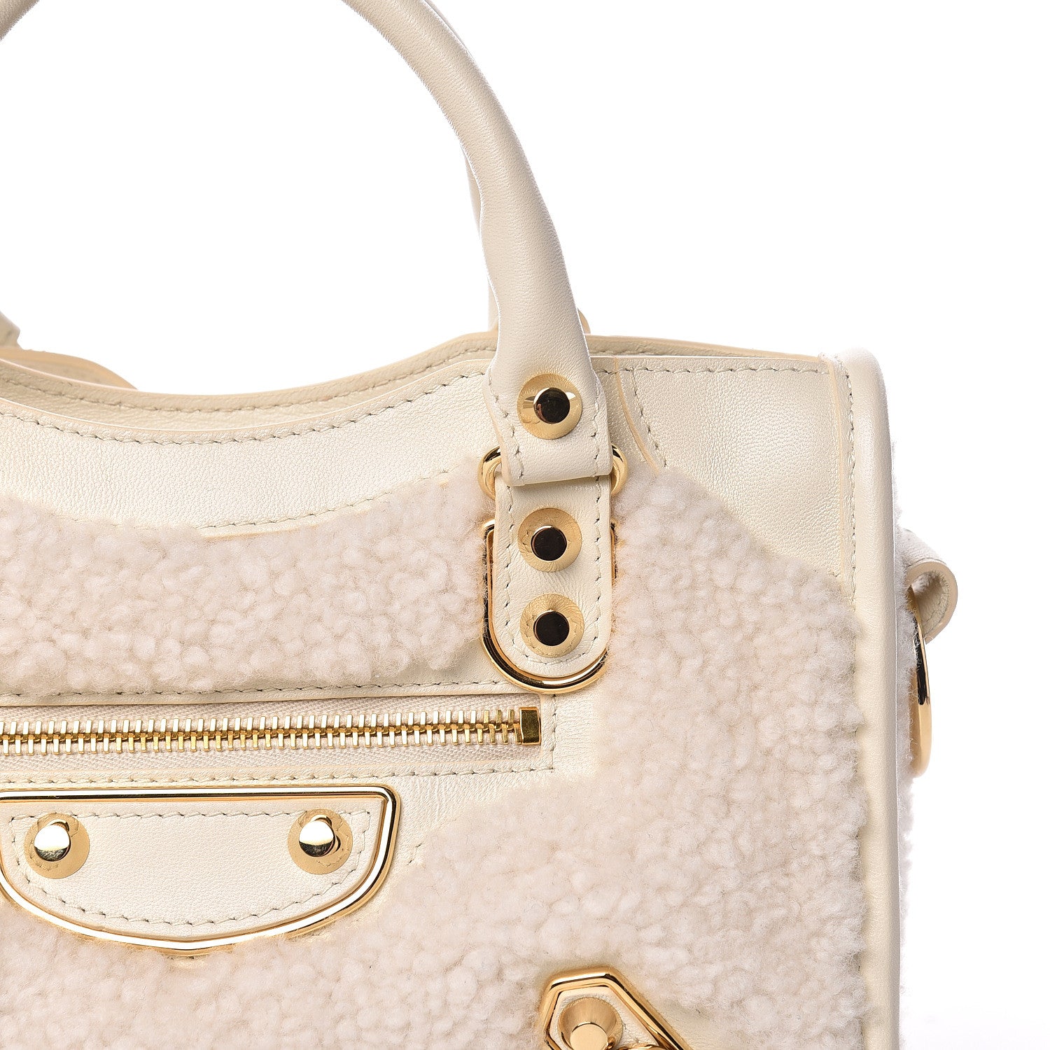 Balenciaga Shearling Nappa Gold Metallic Edge Hardware Mini City Cream 11 of 11