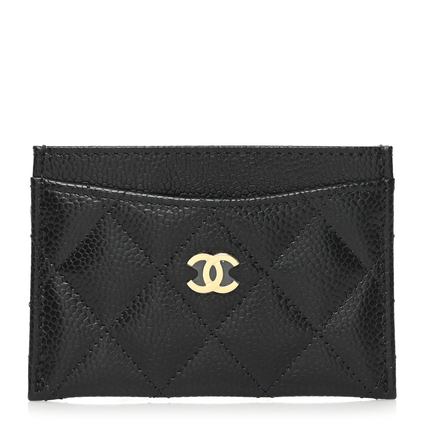 Caviar Quilted Card Holder Black